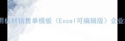 建材行业必用板材销售单模板Excel可编辑版企业级应用指南